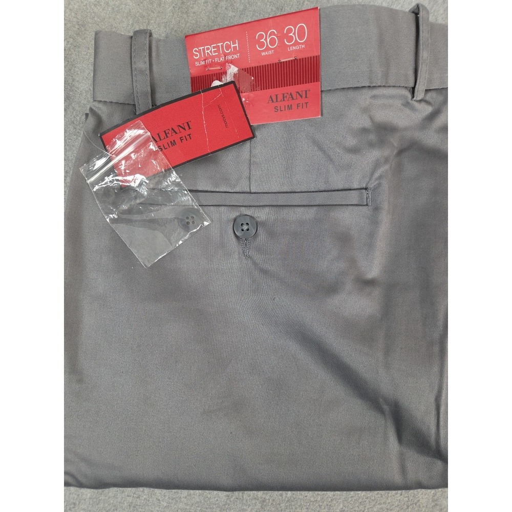 ALFANI Slim Fit Performance Stretch Dress Pants Mens 36x30 Grey Preppy Work NEW